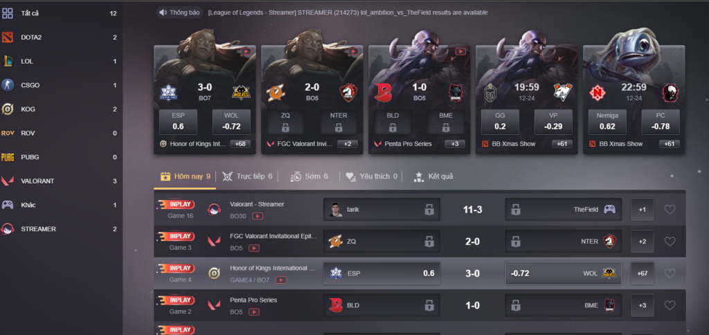 Giao diện cá cược esports 78WIN